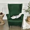 Wingback Chair Cover, Elastic Velvet, XL, Green, Universal Seat
