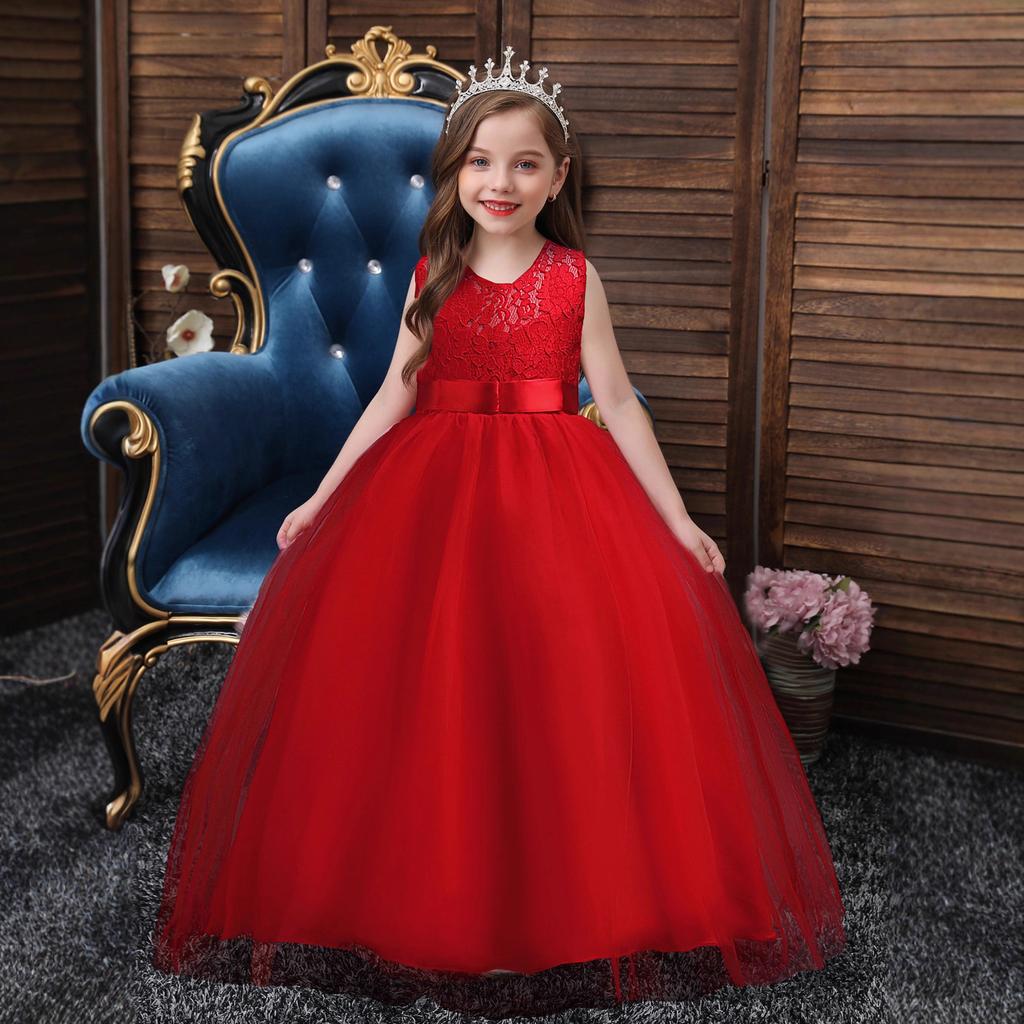 Children's Dress Princess Dress Big Children Lace Wedding Dress Long Tutu Skirt Vest Dress