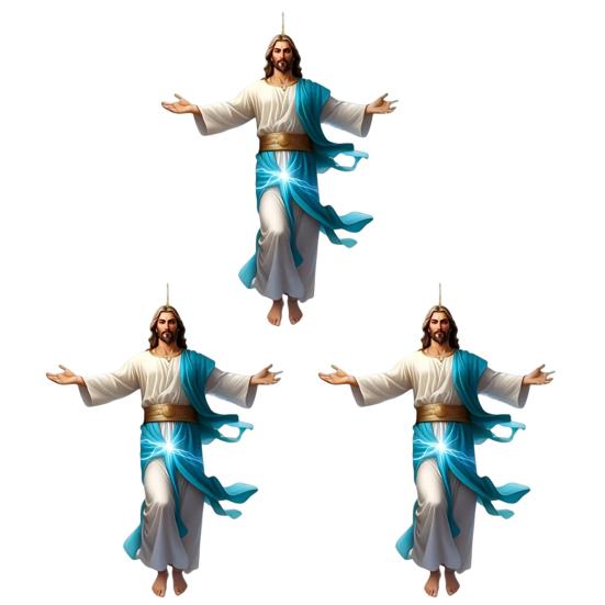 Yousheng 2D Acrylic Jesus Christ Ornament Car Rearview Mirror Hanging Decor Auto Interior Religious Gift for Christian Retro Faith Accessories