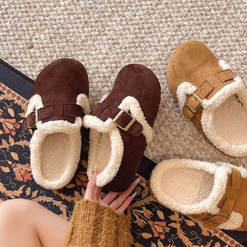 Round head retro thick-soled velvet cotton shoes women's new autumn and winter warm outer wear non-slip fluff