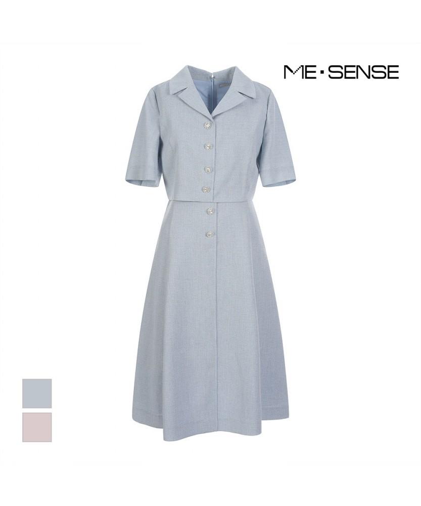MESENSE Collared A-Line Short Sleeve Dress_Mb55Opm109Z
