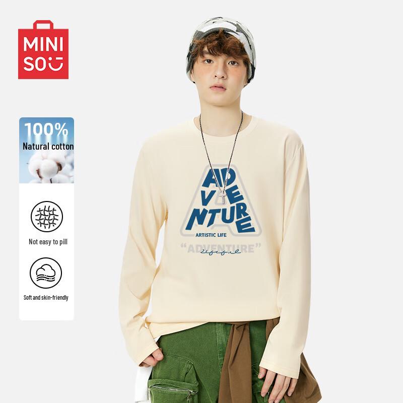 MINISO Men s 100% Cotton Loose Fit Long Sleeve T-Shirt M