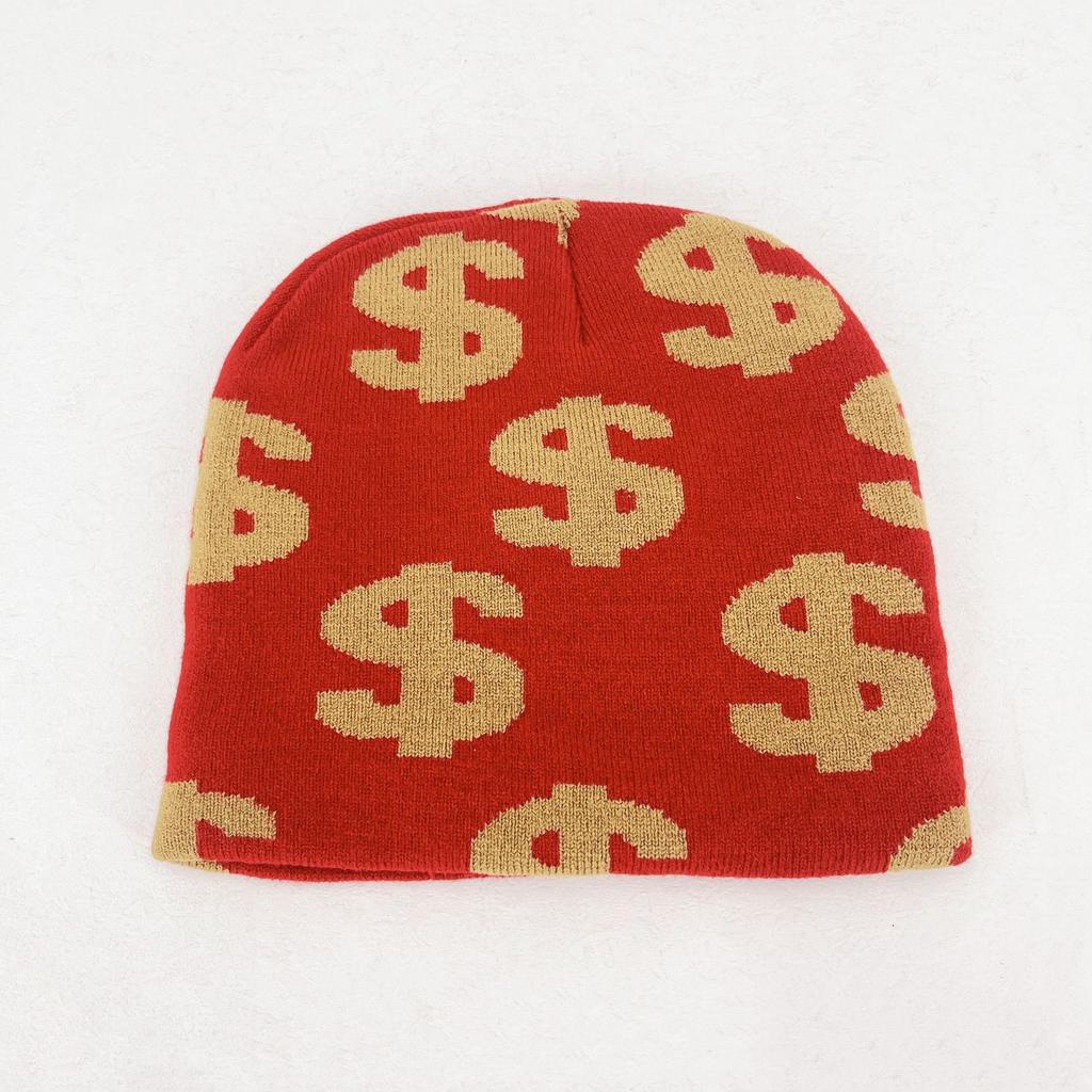 Men's And Women's Universal Y2K Autumn Winter Hat hip hop Web Riding Outdoor Sports Fashion Hat Dollar Printed Knitted Beanie