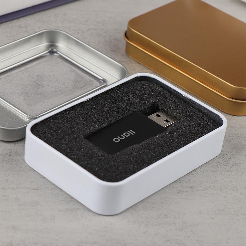 Tinplate U Disk Small Square Box Badge Gift Metal Packaging Box U Disk Large Square Box Window U Disk Small Iron Box