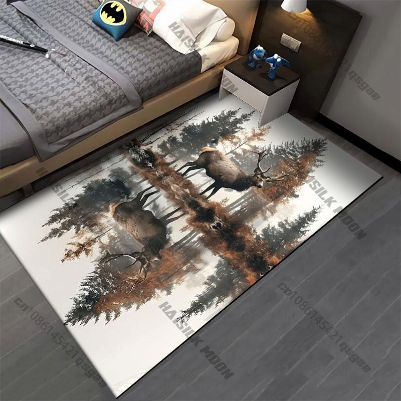 Majestic Deer Reflection Forest Carpet Yoga Living Room Room Decor Children's Crawling Mat Doormat Area Rug Games Mat
