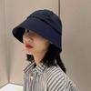 Summer Bucket Hat For Women Outdoor Foldable Fisherman Cap Solid Color Cotton Girls Panama Beach Sun Hat