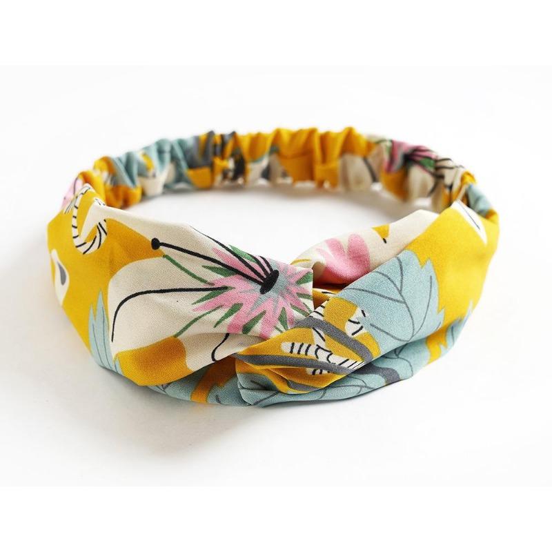 Leopard Print Flower Spring Autumn Summer Chiffon Cross Elastic Headband Women Headband Hair Accessories Headgear