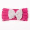 Autumn and winter warm children's contrasting color knitted wool hair accessories, baby solid color bow headscarf, baby headband