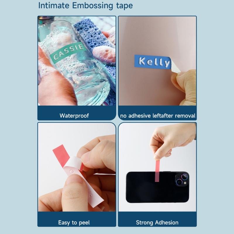 Mechanical Label Maker with 3 Rolls Label Printer Tape Ergomonic Grip Handheld Sticker Maker For Home Kitchen Office