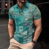 Mens Oversized Retro American Style Polo Shirt With 3D Digital Print Pique Cotton Breathable Comfortable Casual Wear