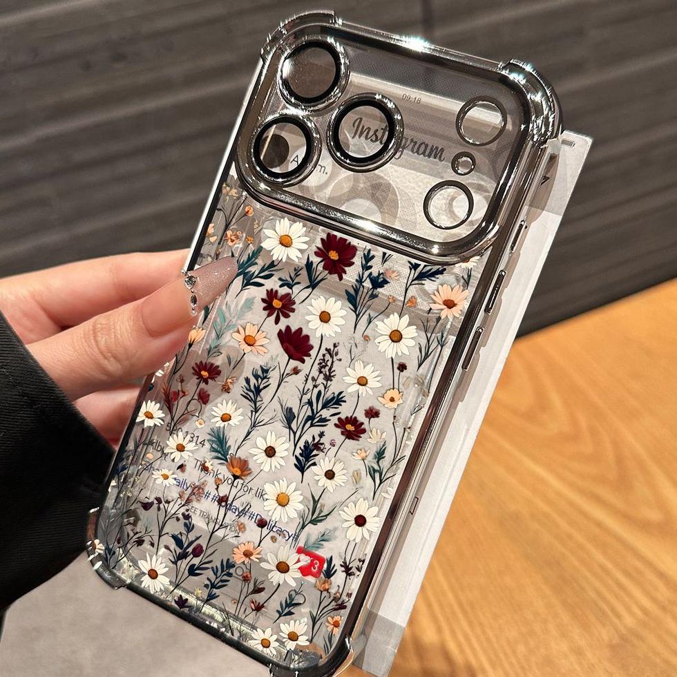 Phone Case For Xiaomi Note 15 14 13 Pro Plus 5G 12 11 11S 4G Redmi 15C 15 14C 12C 10C Plating Cute Clear Daisy Shockproof Cover