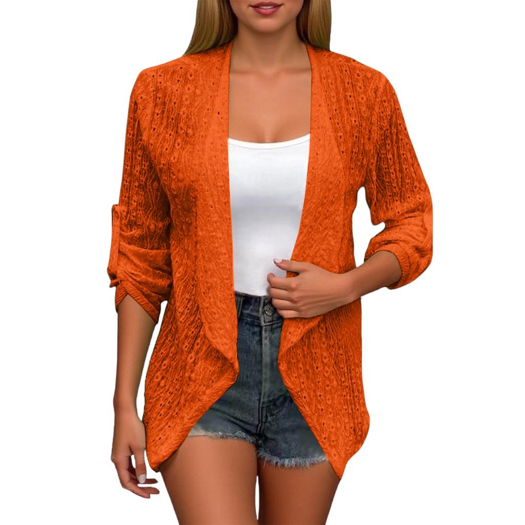 Women's Fashion Solid Color Casual Cardigan Long Sleeve Mid-Button Tops Coat