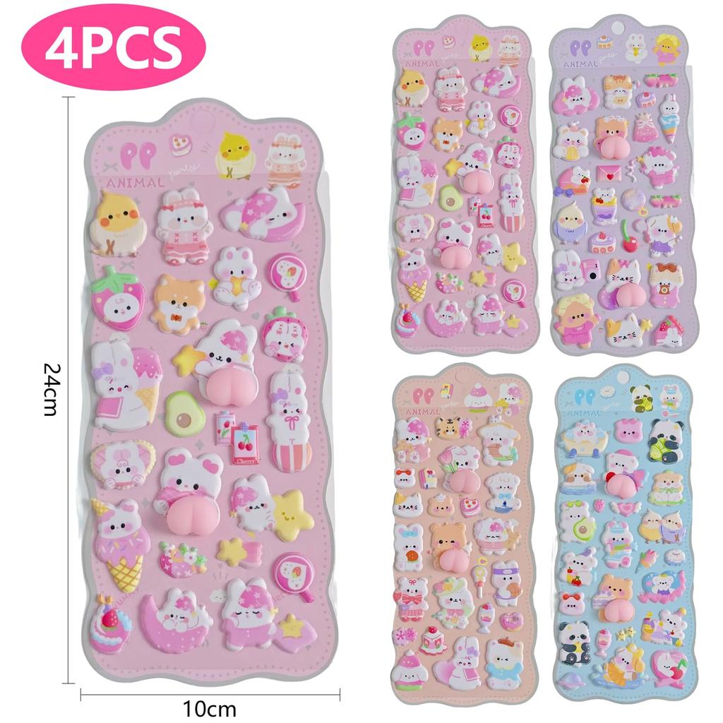Coollooda Butt Drop Set of 3D Stress Relief Paw Print Stickers for and Water 3D Raised Cartoon Relief Reward Gift Stickers, 4, Planners, Notebooks,