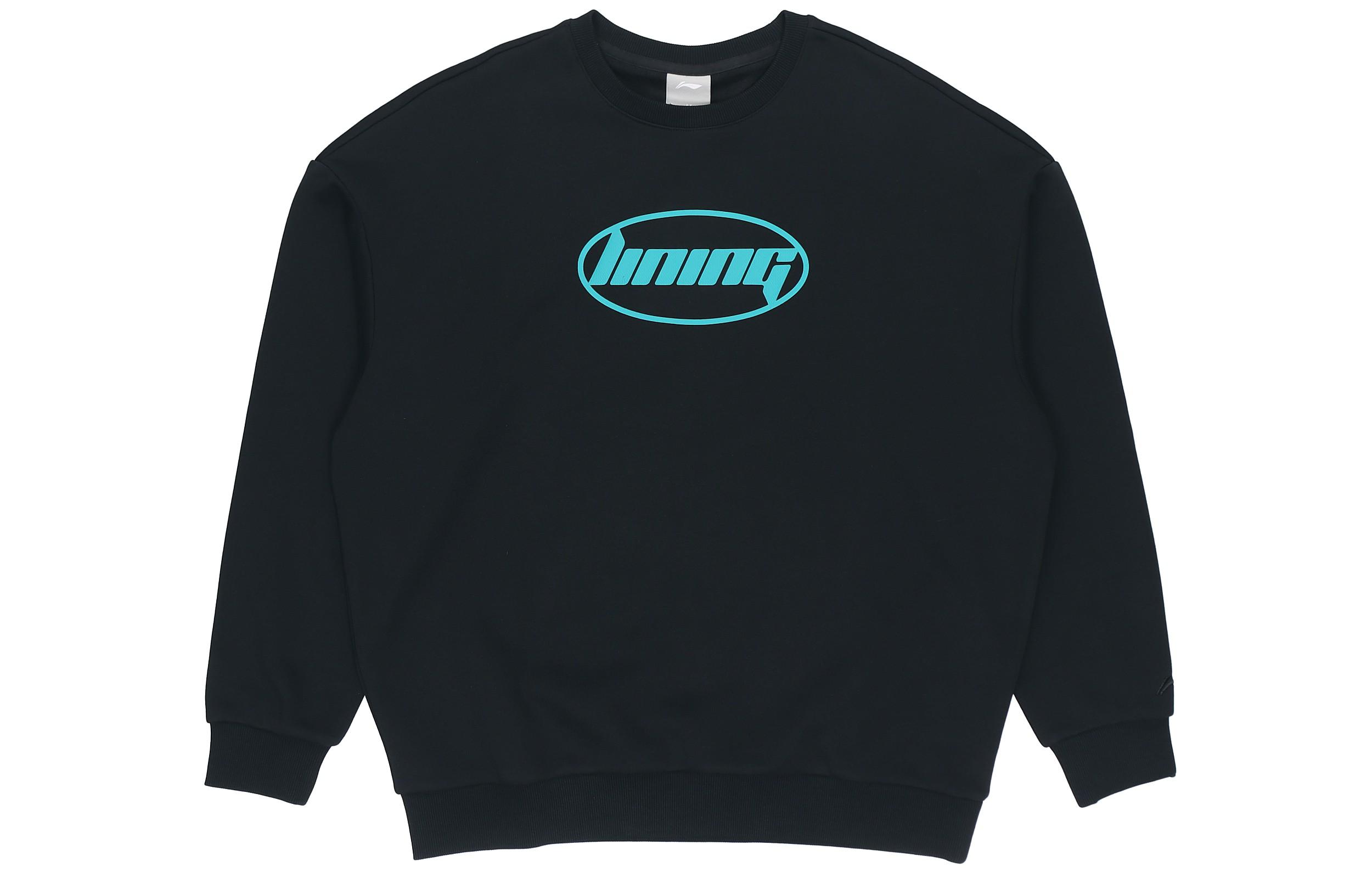 Li Ning Sweatshirts Unisex New Standard Black Crew Neck Thickened Regular AWDQC98-2 XS