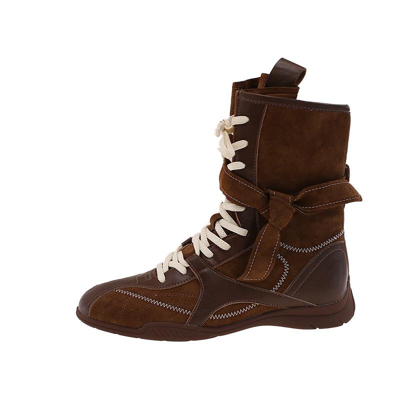 Retro Inner Height-increasing Duck Hunting Boots for Women 2025 New Autumn and Winter Versatile Merad Chuanxi Boxing Boots Martin Boots for Women