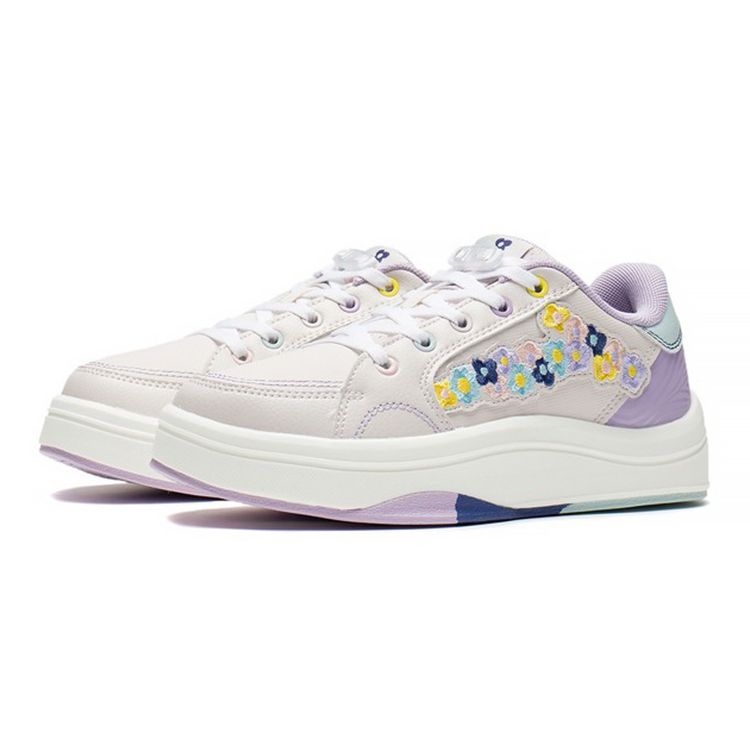 Li Ning Kids Yingchi Mecha V2 Casual Non-Slip Shock Absorbing Wear-Resistant Low-Top Skate Shoes Kids Skate Shoes Gray Purple YKCS114-12