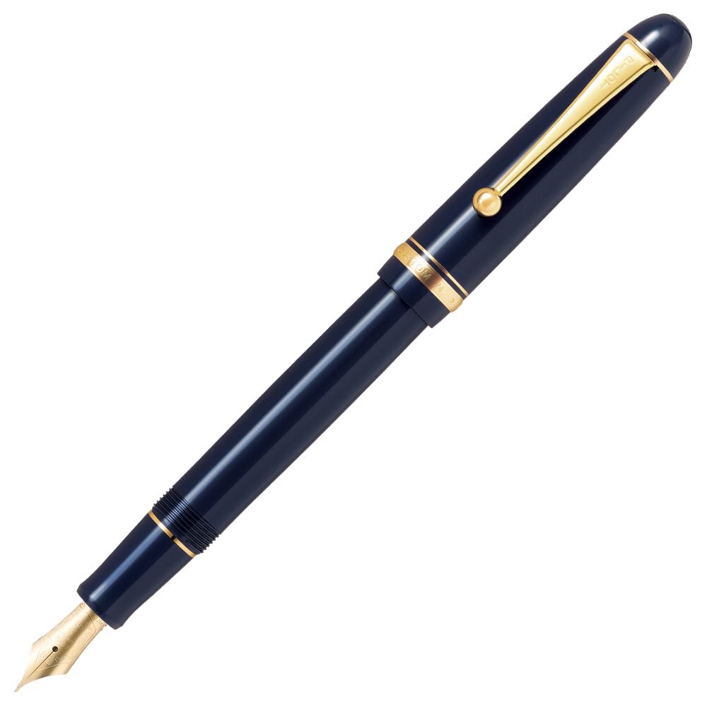 PILOT Custom 74 Fountain Medium Nib Dark Blue with Black 14K Gold Pen, (M), Nib, FKKN12SRDLM, Nib.