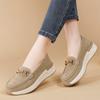 Women Wedge Chunky Shoes Platform Loafers Casual Thick Sole Elevator Slip on Black Shake Shoes Large Size