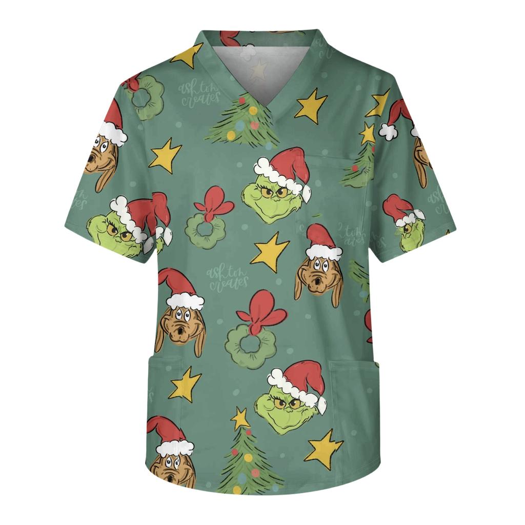 Men's Casual Short-Sleeved V-Neck Printed Front Pocket Top