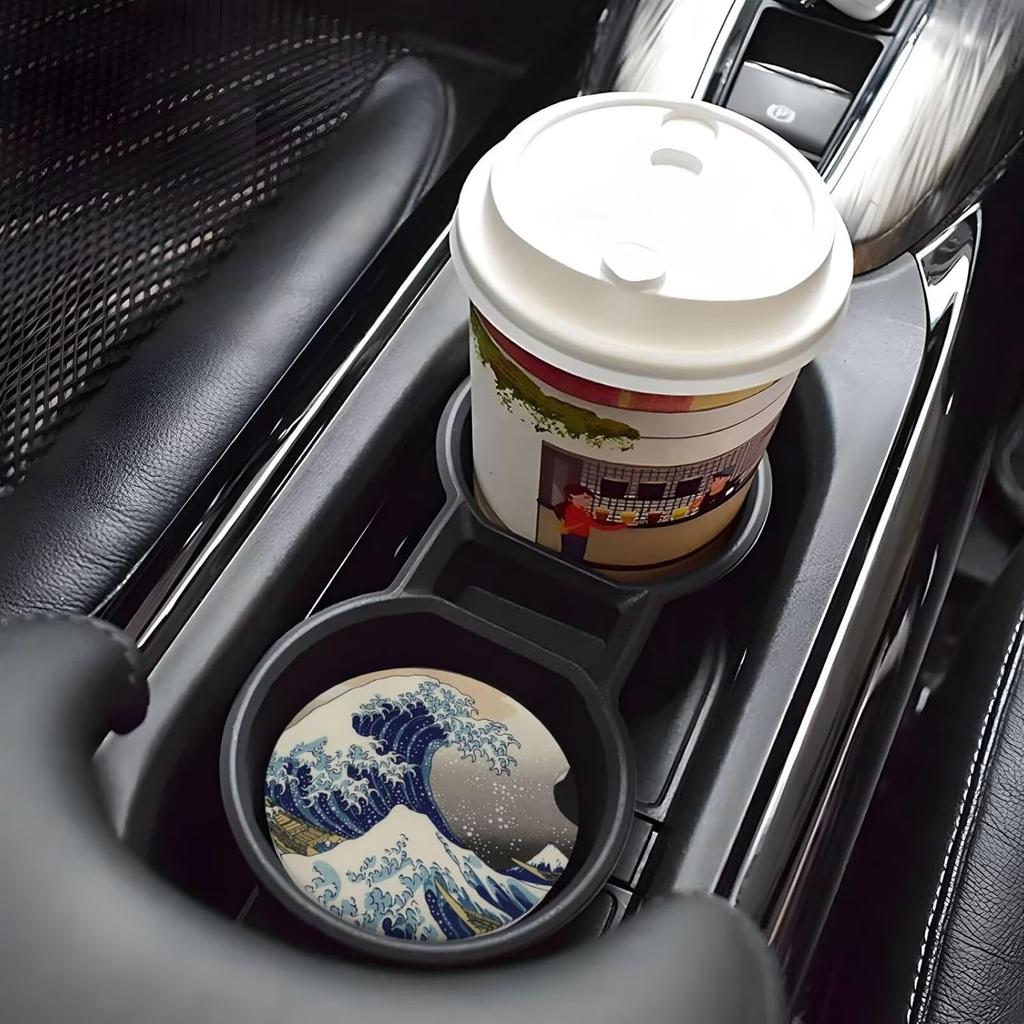 Car Cup Holder Coaster Flower Cup Holder ert Drink Mats Pink Red Floral Boho Universal Non-Slip Cup Holders, Daisy Black Retro Hippie Boho Brown Car