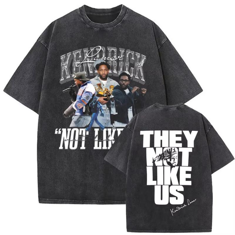 T-shirt Vintage Lavata Edizione Limitata Rapper Kendrick Lamar They Not Like Us Estate Unisex Donna Hip Hop Oversize Street Girocollo Maglietta