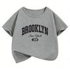 T-Shirt Moda Brooklyn New York T-Shirt Stampata con Lettere Abbigliamento Estivo per Ragazze Top a Manica Corta T-Shirt Abbigliamento Carino per Ragazzi