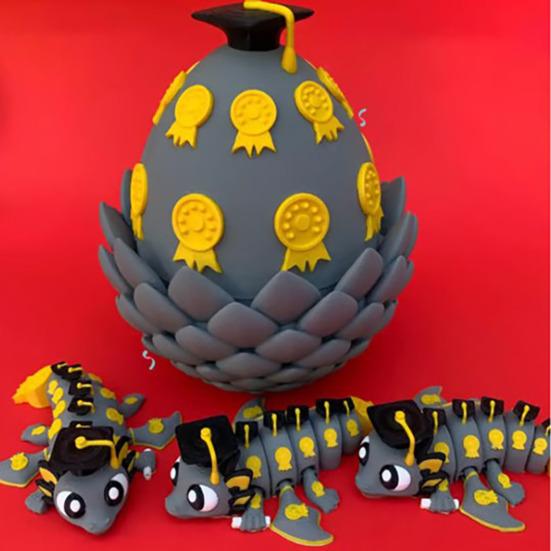 3D Printed Dragon Egg Ornament Toy with Dragon Figurine Inside, Sports Ball Inspired Fidget Toy, Stress Relief Dragon Statue for Kids Adults Home