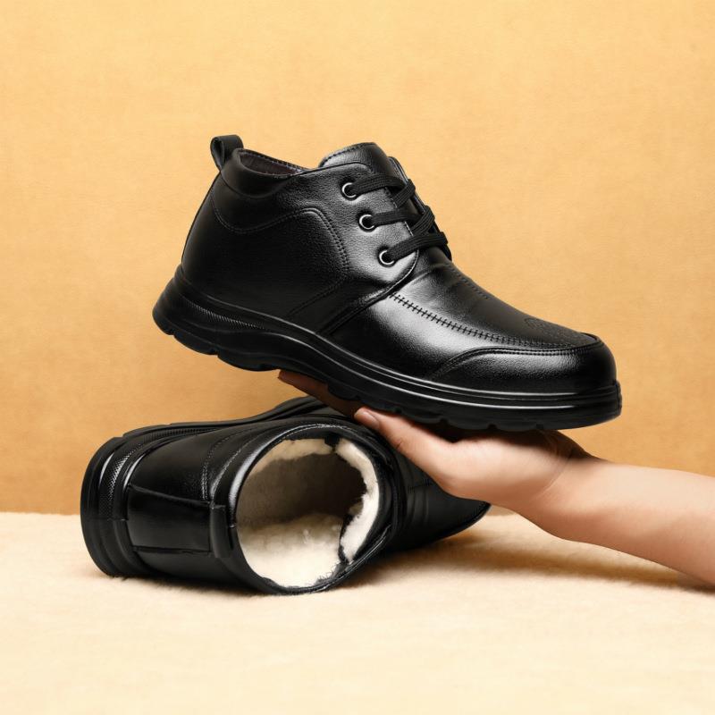 

Winter men s warm cotton leather shoes in the elderly high-top dad cotton shoes piled thickened non-slip men s leather shoes 44