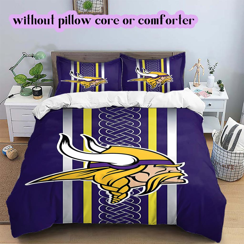football Logo Pattern Bedding Quilt Set Quilt Cover Pillowcase Home Decoration Birthday Gift (1*duvet cover+ 2*pillowcase, without core)