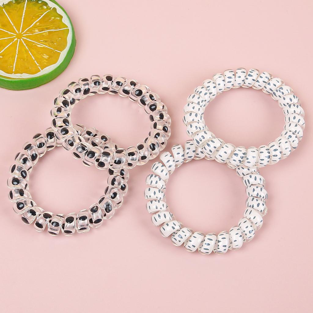 4/8pcs Black White Telephone Line Elasticity Rubber Band Elastic Dot Hair Rope For Kid Scrunchies Headbands Hair Accessories