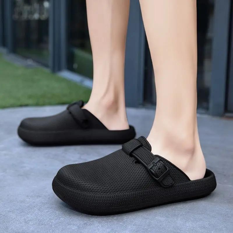 Fashion Beach Slides Half Soft Rubber Sabot Mules Male Slipper Casual Elegant Cheap Shoes Liquidation Original Low Price Y2k Men's Shoe