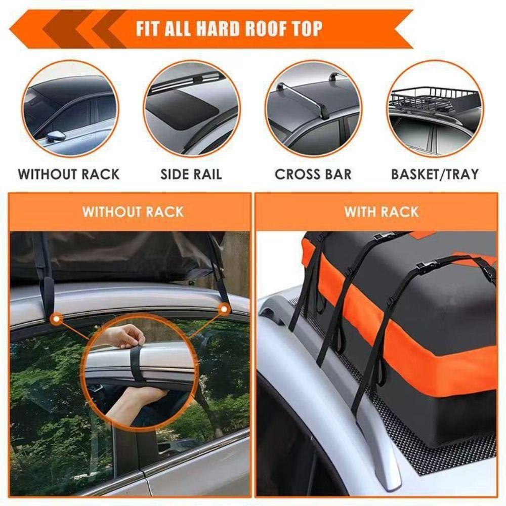 Wasserdichte Auto-Dachgepäcktasche 420D Oxford-Gewebe Dachgepäcktasche Verstellbare Dachgepäckträger Camping