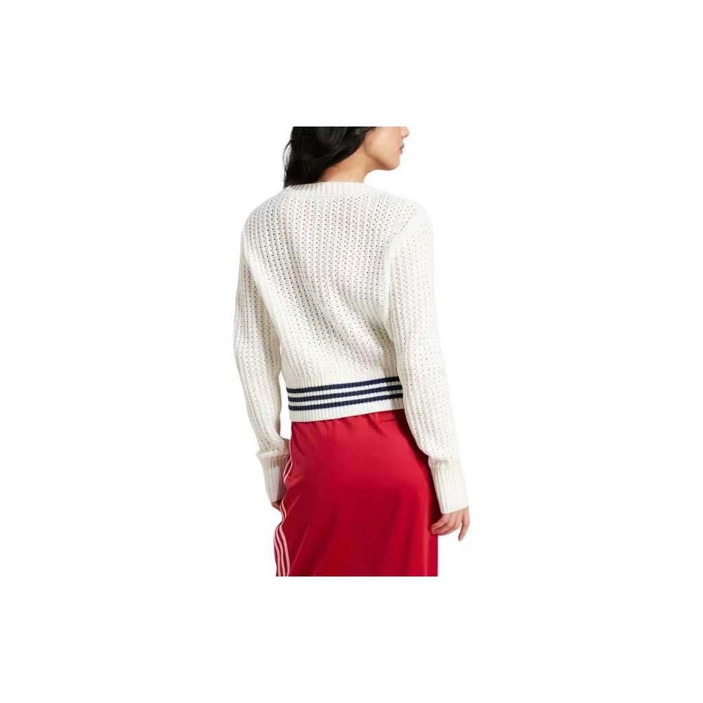 Adidas Originals Cardigan Logo Soft Comfortable Casual Long Sleeve Knit Sweater Women Tops Off-White IX1049