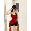 Kumikumi Sweet Gyaru Frill Red Vest Sling Women Summer Irregular Slim fit Slimming Outer Wear Top