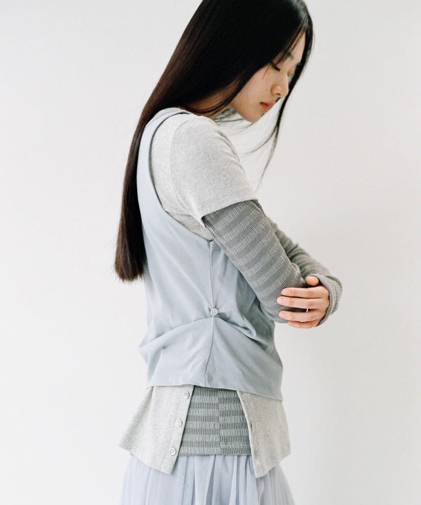 Ohesio Two-Way Layered T-Shirt, Gray