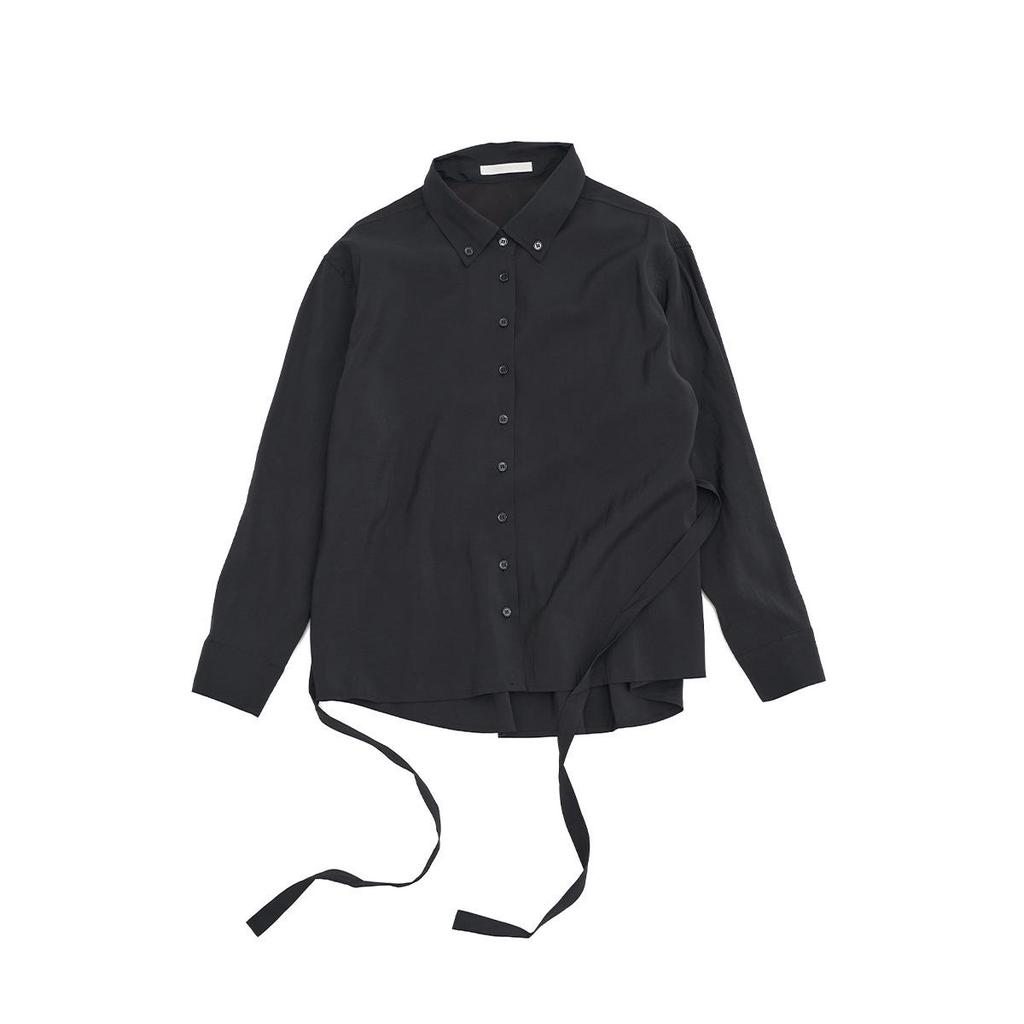 Spring Casual Lapel Modal Shirt with Lace-up for Women - Cloud-like, Solid Color