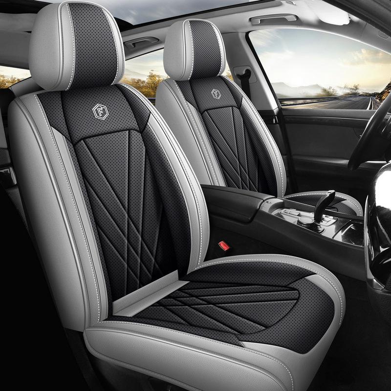 Premium Nappa Leather Car Seat Cushion, Stain-Resistant, Breathable, Full Coverage for All Seasons