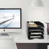 RAIN QUEEN A4 Letter Tray, Black, 4-Tier Vertical Desktop Storage Rack, Document Shelf, Small Item Storage, Desk Tray, File Storage, Newspapers,