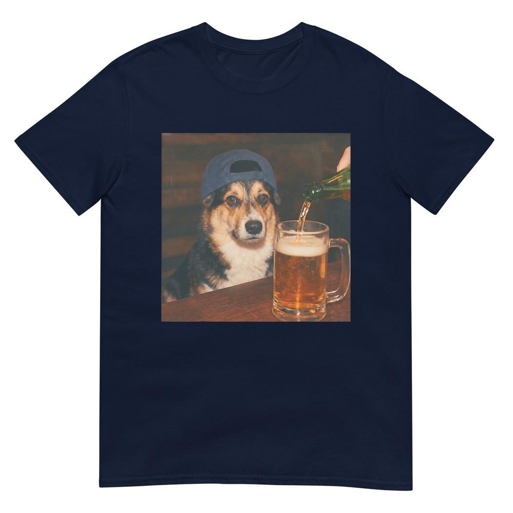 Corgi Drinking Beer Shirt Funny Fathers Day Dog Meme TShirt S