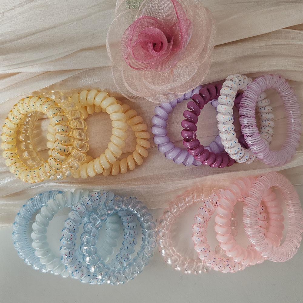 4PC European and American Telephone Line High Elasticity Hair Ties for Women Girls Ponytail Holder Hair Rings Rope Accessories