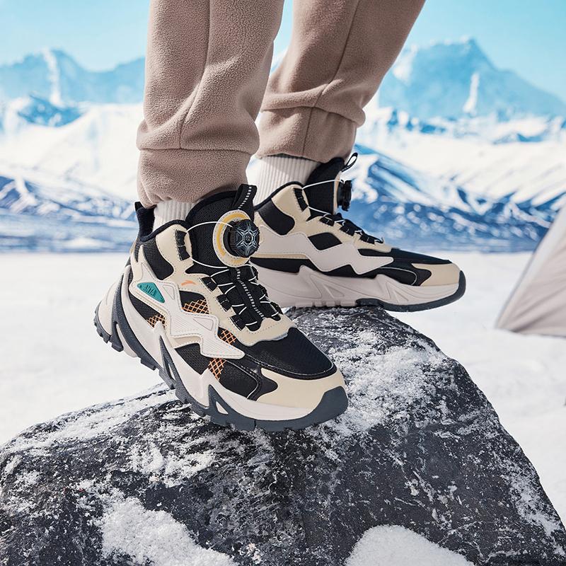 Anta Kids Trendy Fashion Thickened Warm Wear-Resistant Non-Slip Low-Top Casual Shoes Kids sneaker Black Yellow A312346908-3