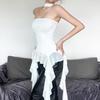 European and American style spring new women's clothing fairy fluttering temperament Muse fringed edge versatile tube top