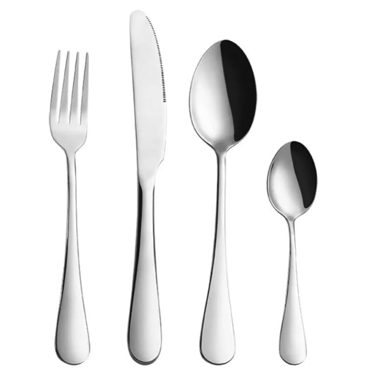 Silver Spoon Set Premium Stainless Steel Flatware Set Mirror Polished Cutlery Utensil Set Durable Home Kitchen Eating Tableware Set