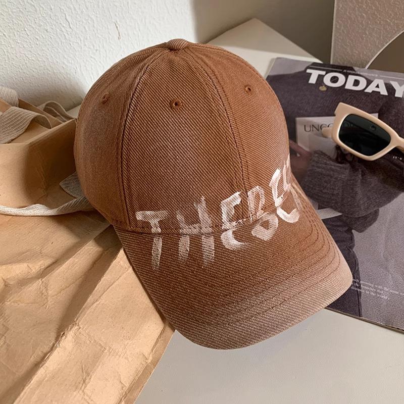 Letter Gray Baseball Cap for Women, Wide Brim, Large Face, Duckbill Cap, Large Head Circumference Hat