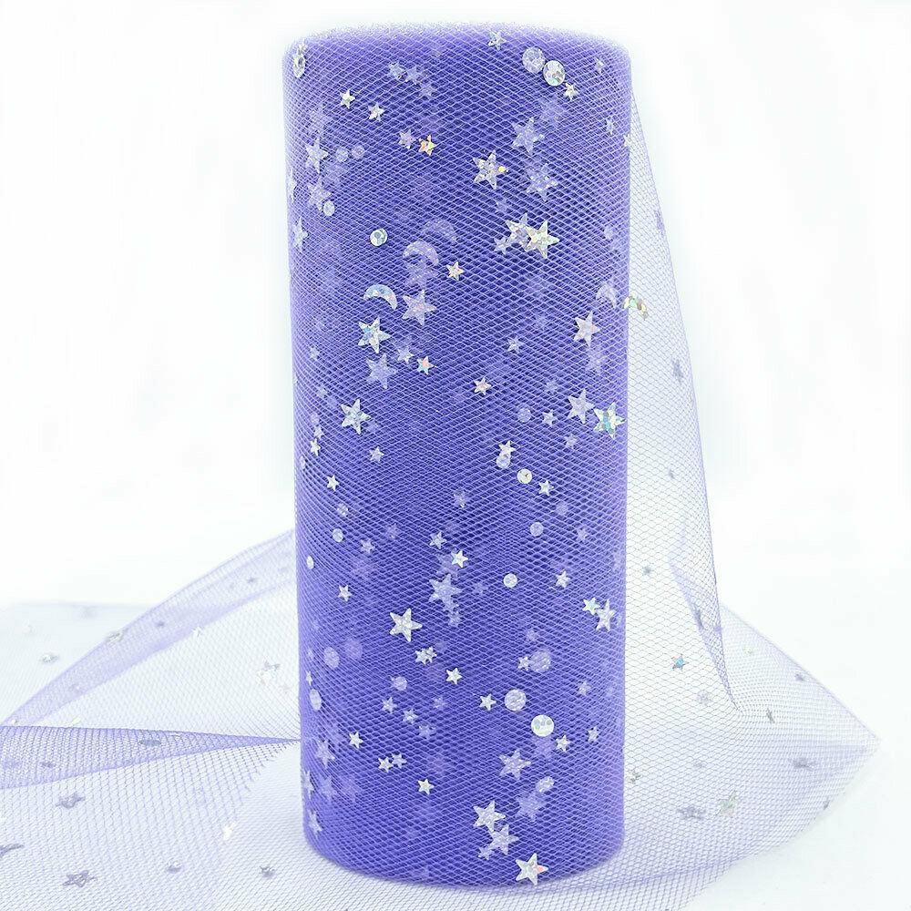 15cm x 10 Yards/Roll Star Moon Tulle Roll Fabric Spool Tutu Wedding Decoration Baby Shower Organza DIY Birthday Party Material