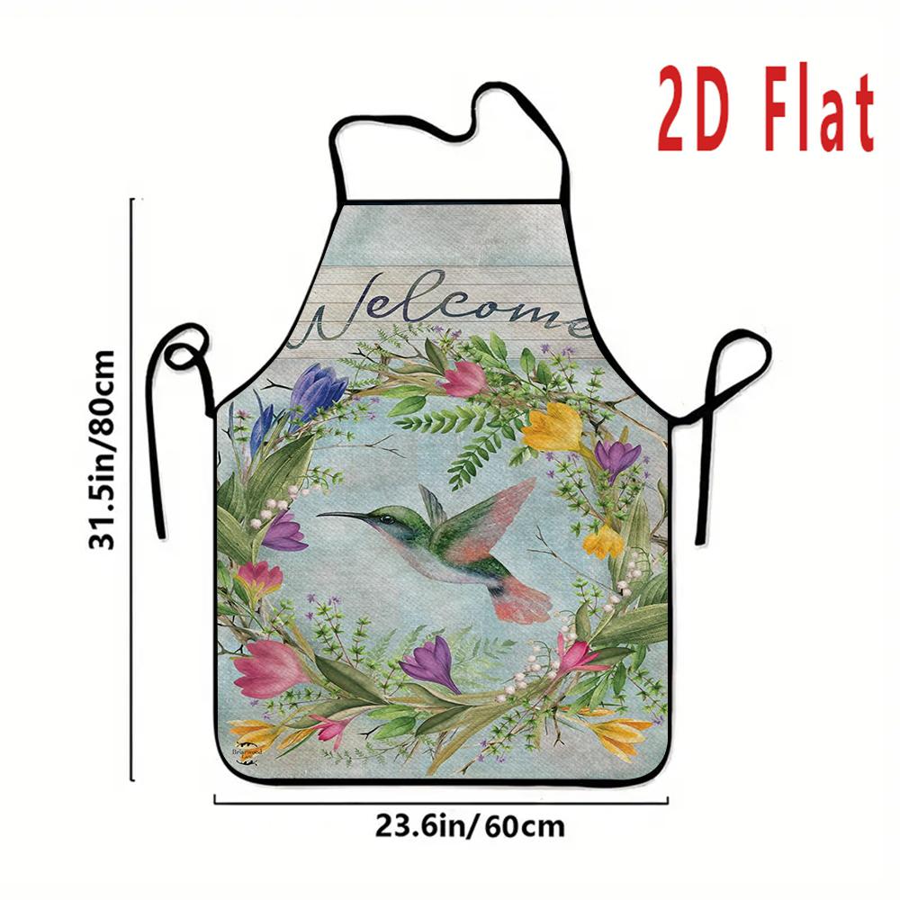 Multiple sizes Spring Theme Print Apron,  Kitchen and Dining Apron, BBQ Apron, Durable and Easy to Clean 38X47cm(15X19in)