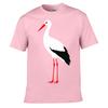 Minimalist White Stork Bird Portrait Loose Vintage Distressed Washed Casual Tee