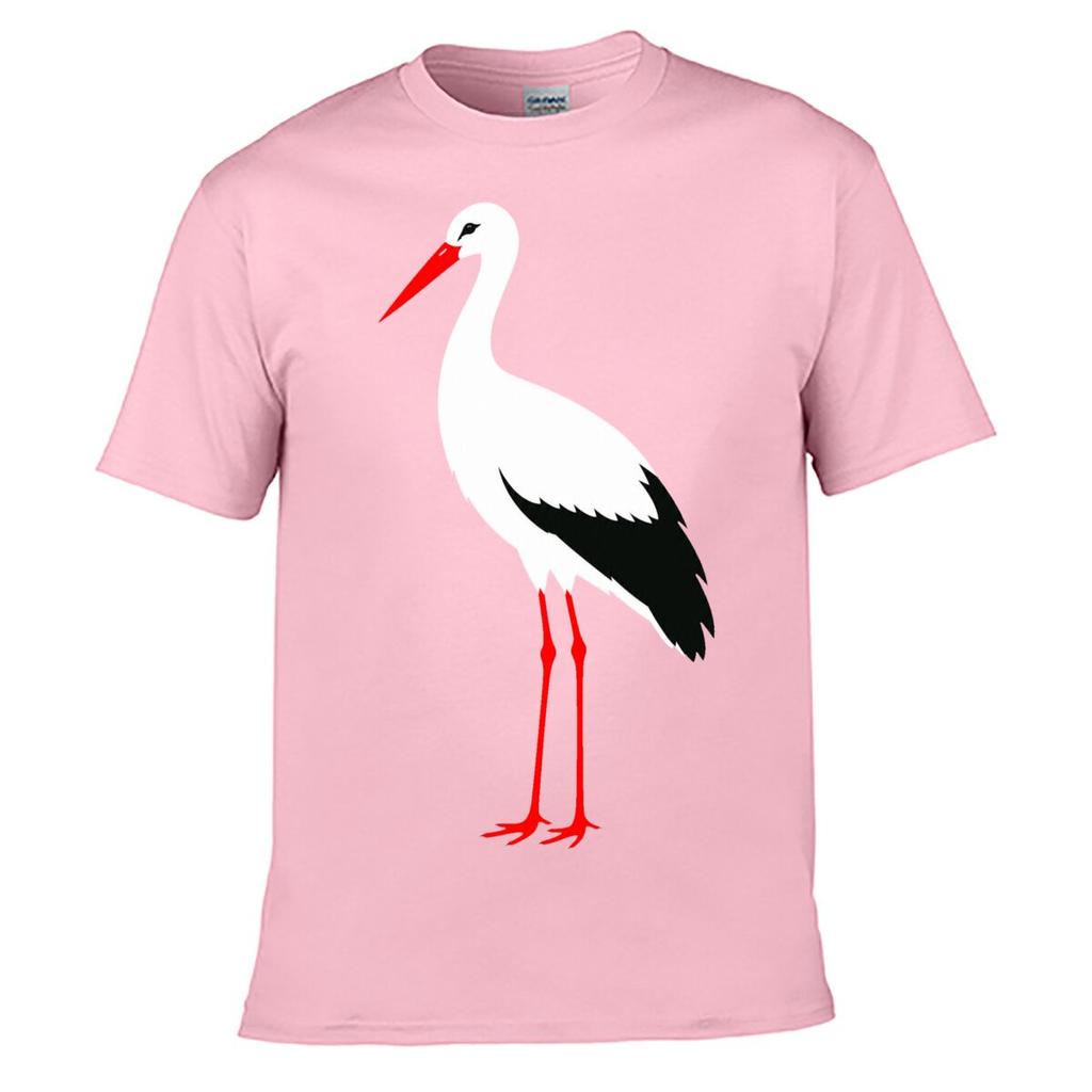 Minimalist White Stork Bird Portrait Loose Vintage Distressed Washed Casual Tee
