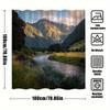 1Pc Mountain Sunset Shower Curtain - Snow-Capped Peaks, Golden River & Wildflowers Serene Landscape Photography Print, Durable