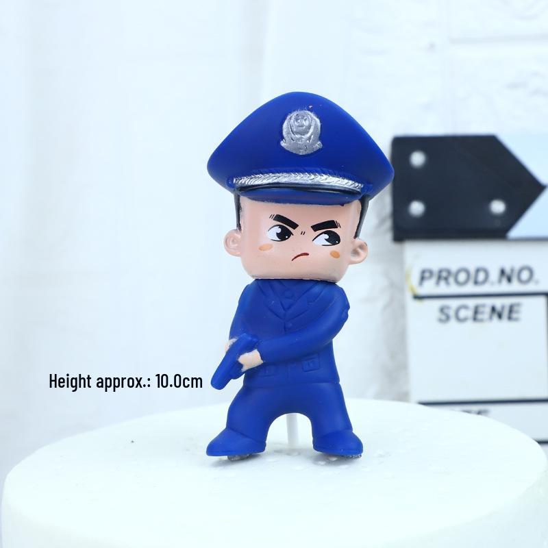 Birthday Cake Topper: Female Police Officer with Police Car and Baseball Boy